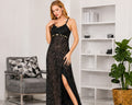 Gold Trim Lace Slit Gown