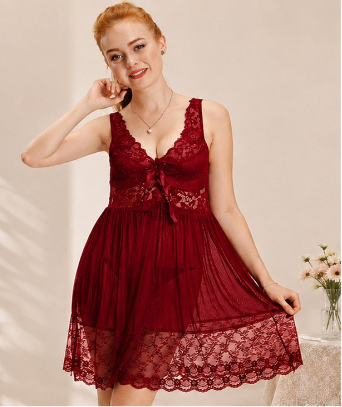 Vino Rosso Wide-Strap Babydoll