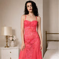 Lace-Up Coral Lace Gown