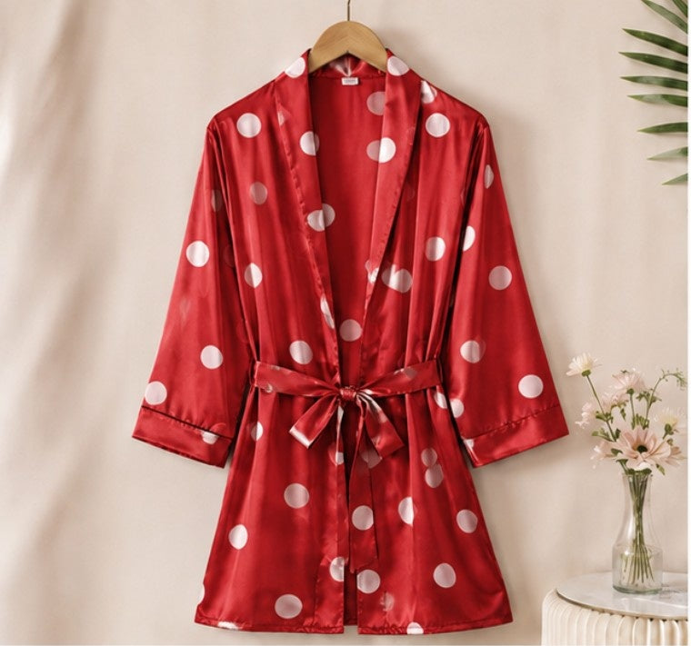 Polka Dot 3-Piece Satin Loungewear Set