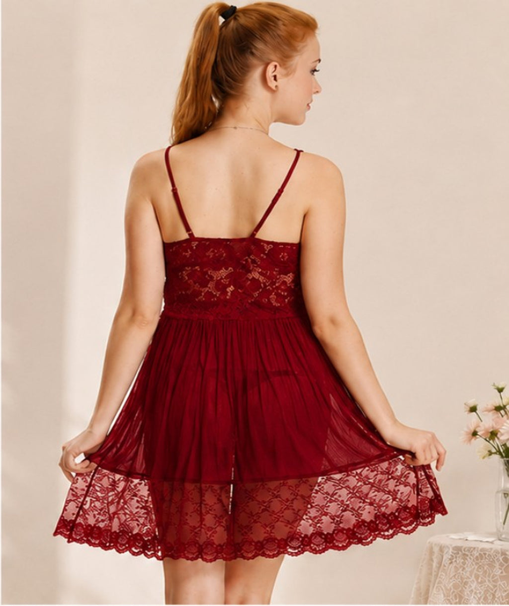 Vino Rosso Wide-Strap Babydoll