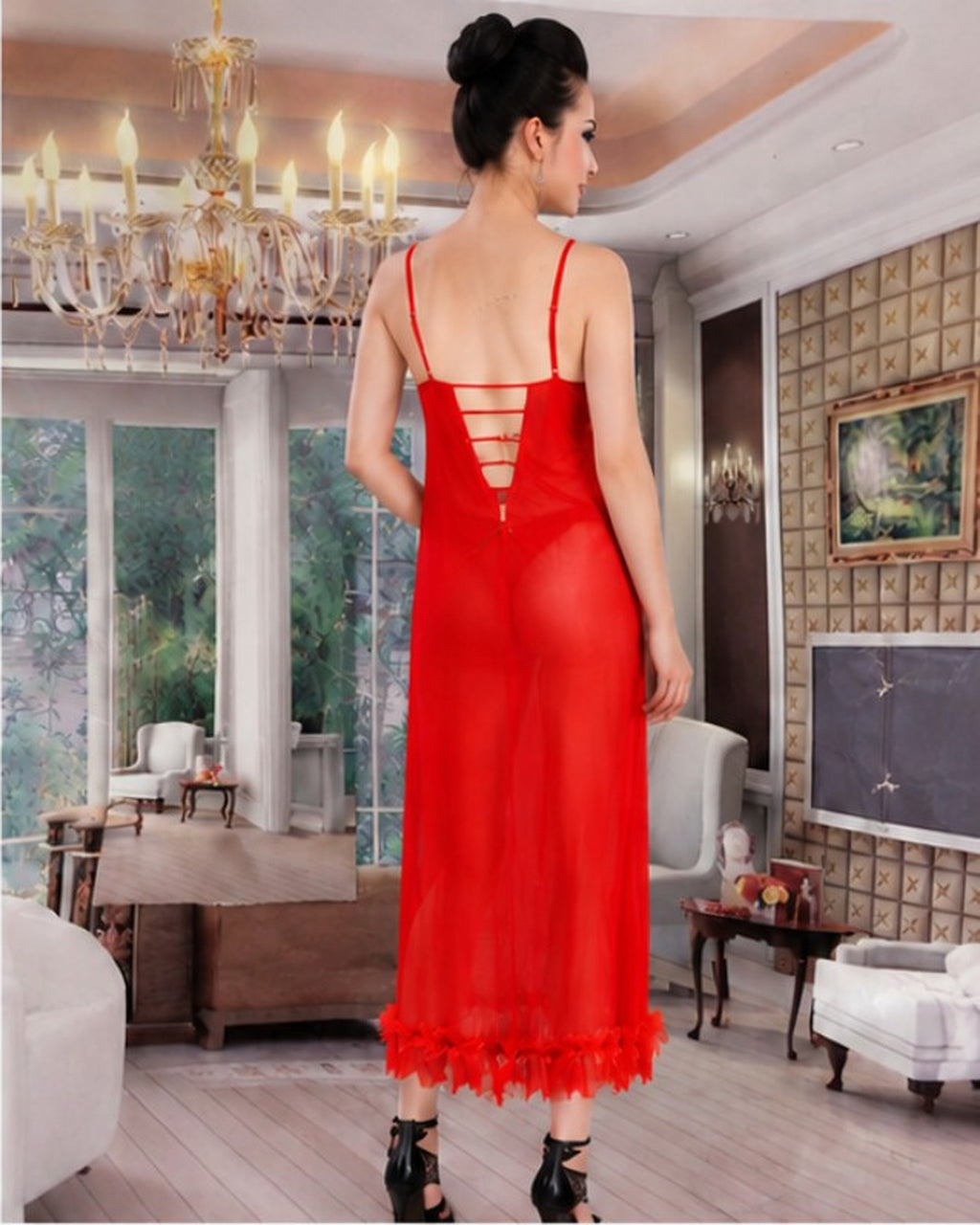 Notte Rossa Lattice-Back Gown