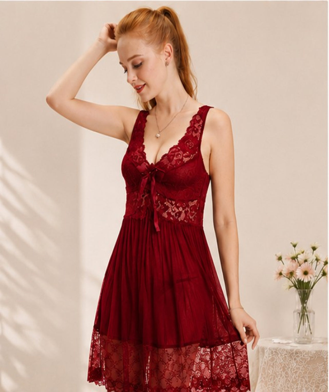 Vino Rosso Wide-Strap Babydoll
