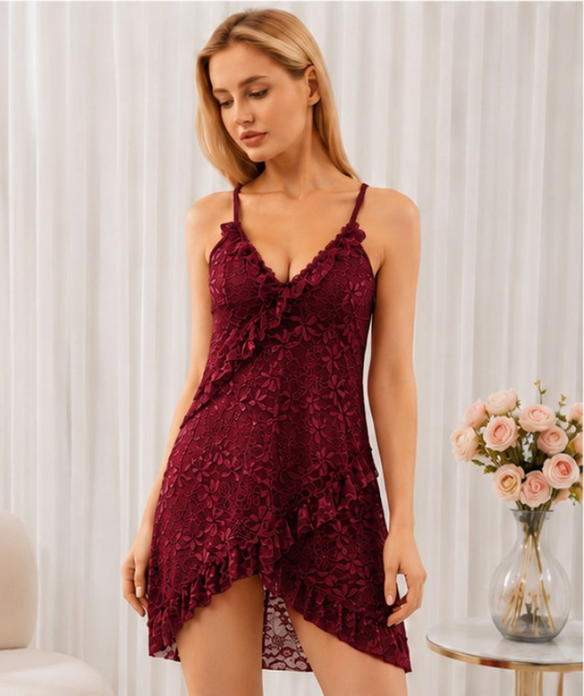 Fascino Bordeaux Wrap Babydoll
