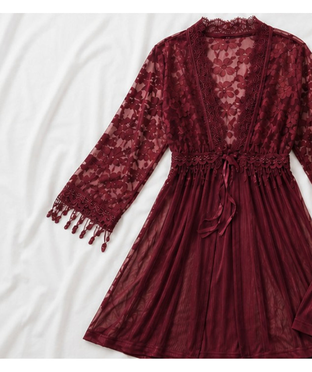Bordeaux Nappa Robe Set