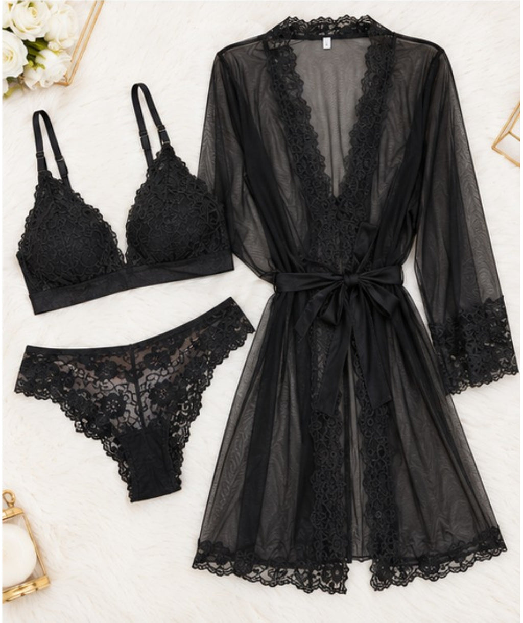 Trio Nero Lace Set