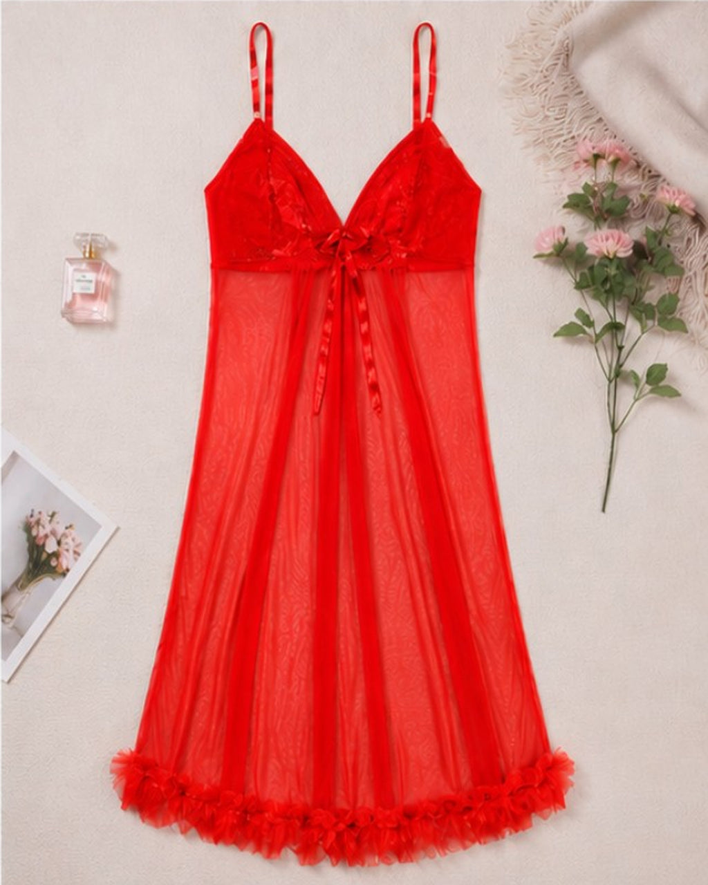 Notte Rossa Lattice-Back Gown