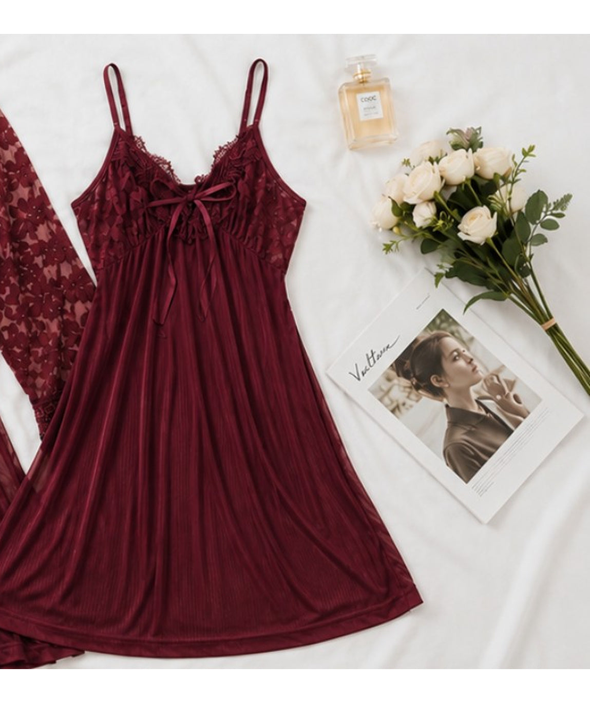 Bordeaux Nappa Robe Set