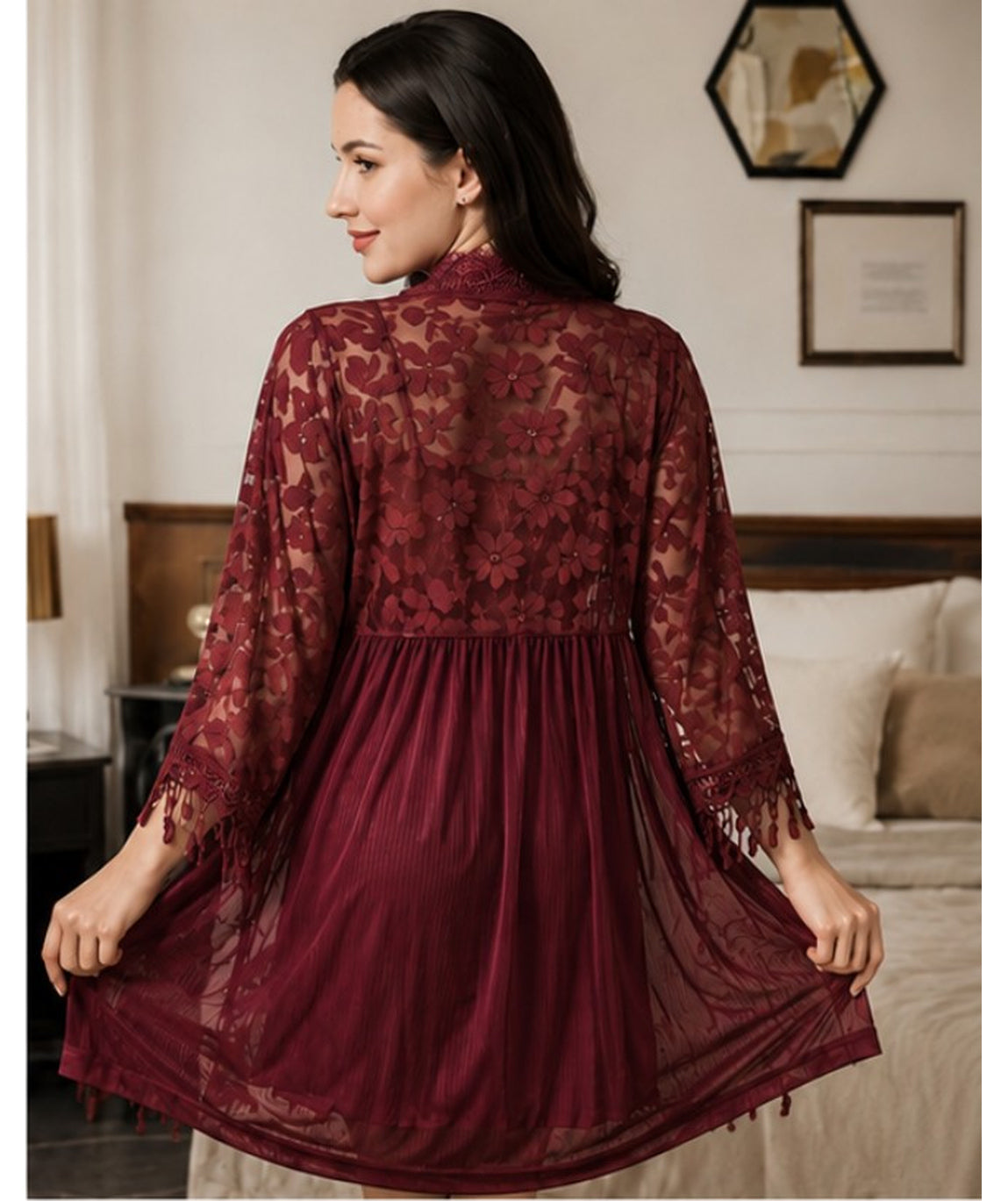 Bordeaux Nappa Robe Set