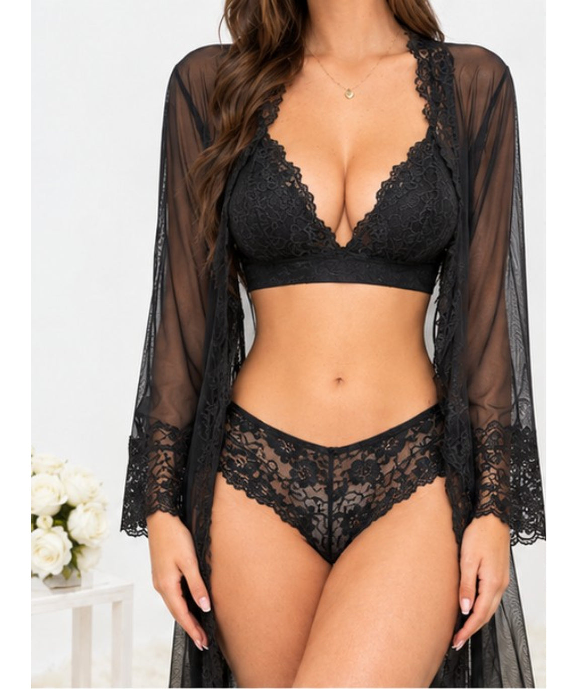 Trio Nero Lace Set