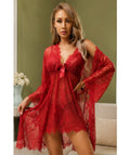 Rosso Pizzo Robe & Gown Set