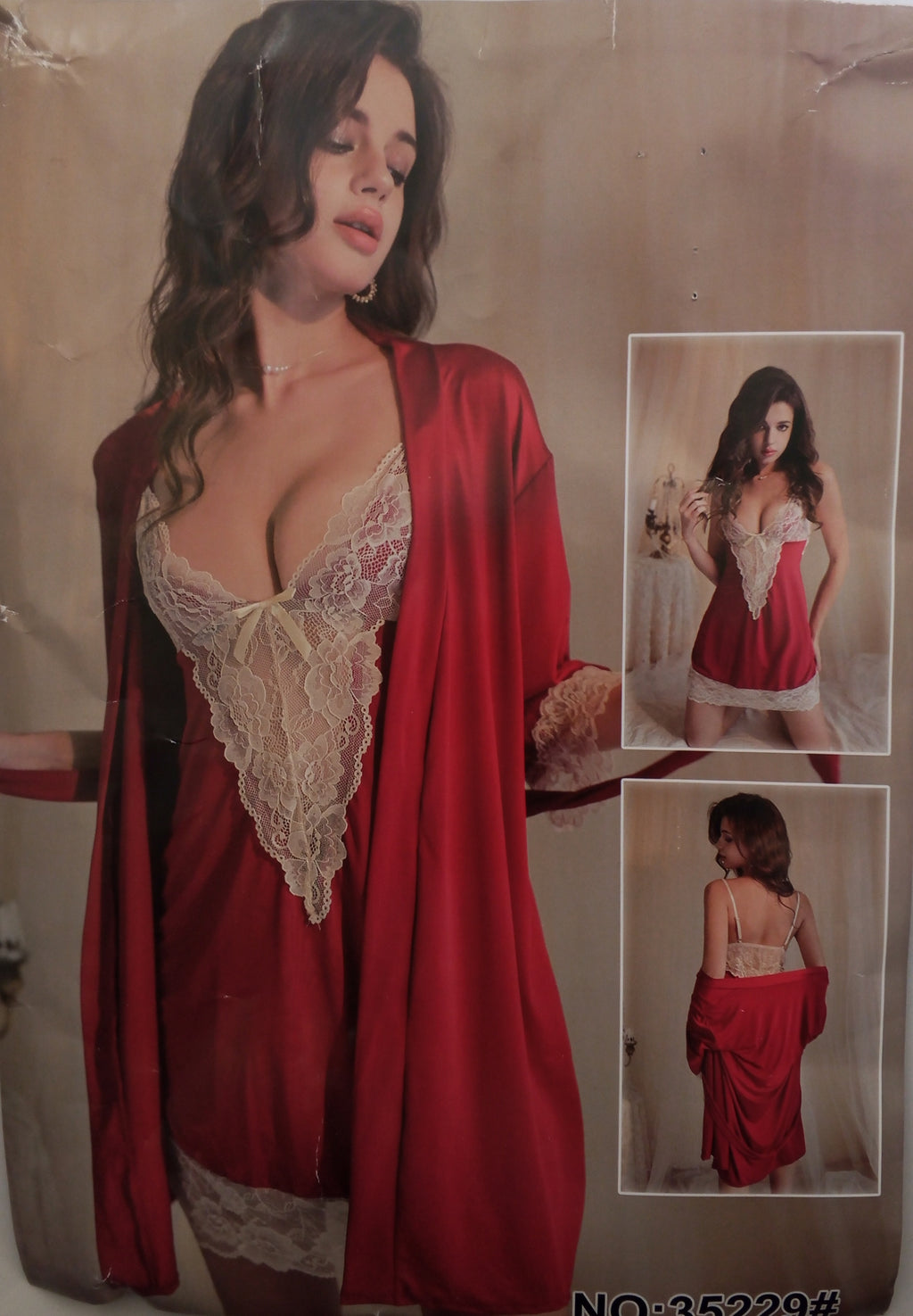 Avorio Contrasto Satin Robe Set