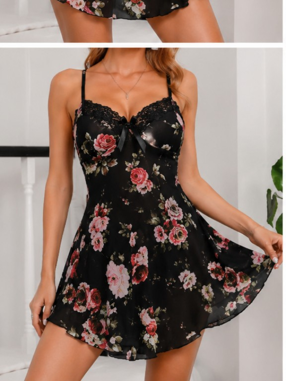 Floral Lace Babydoll Nightdress