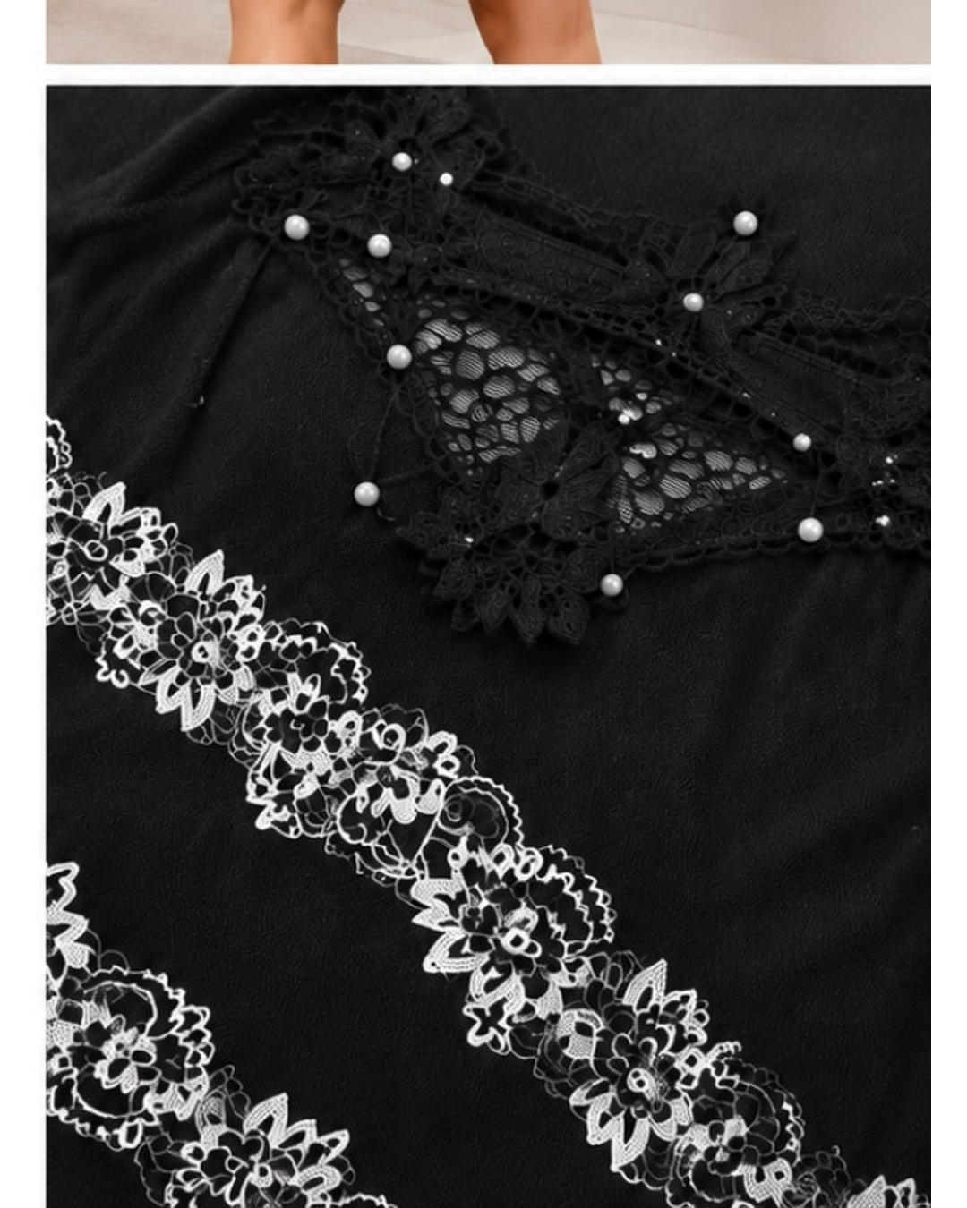 Black Floral Lace Nightdress