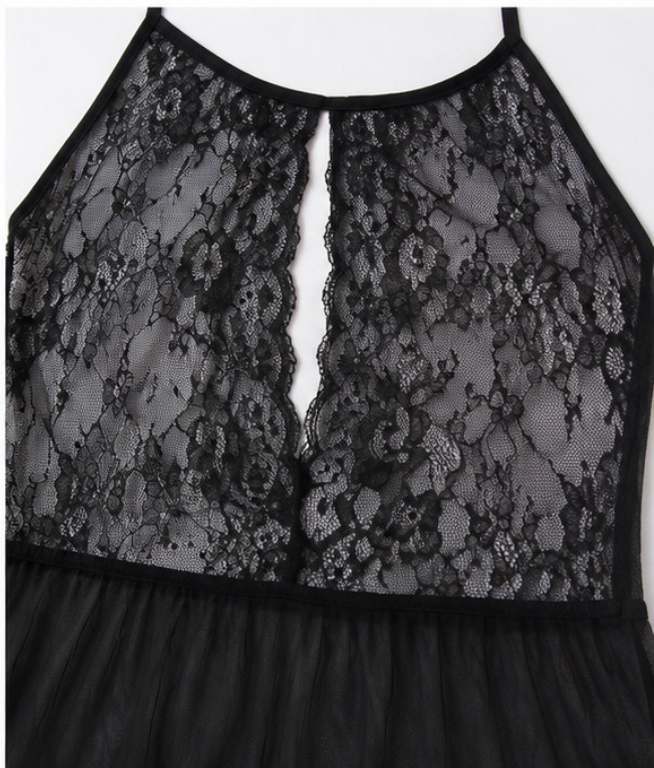 Black Sheer Lace Babydoll #6694