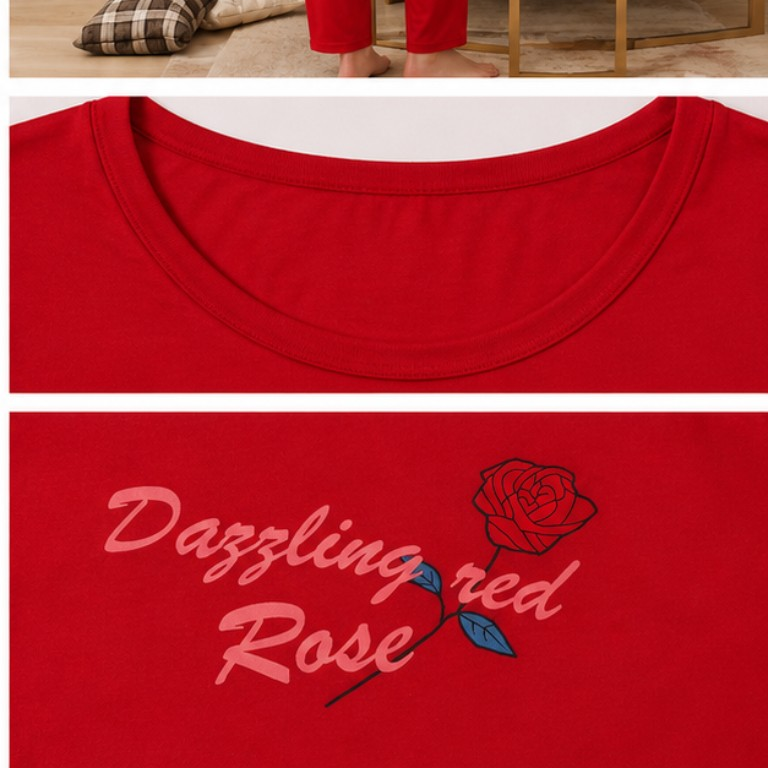 Dazzling Rose Graphic Pajama Set