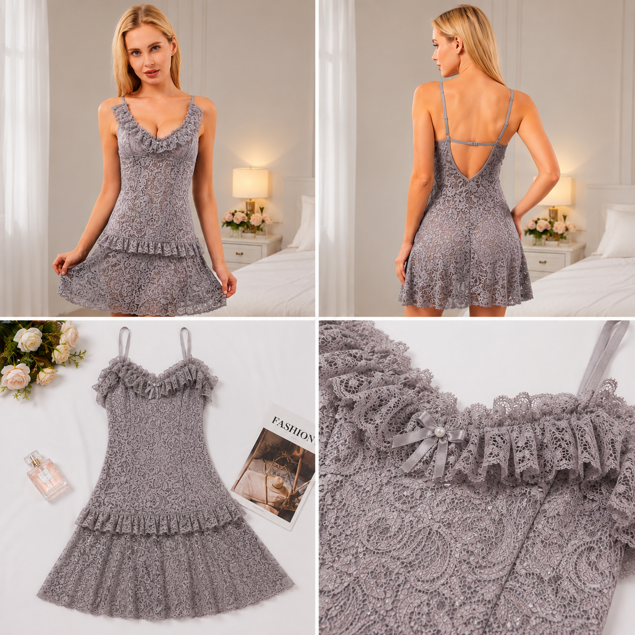 Tiered Lace Ruffle Babydoll