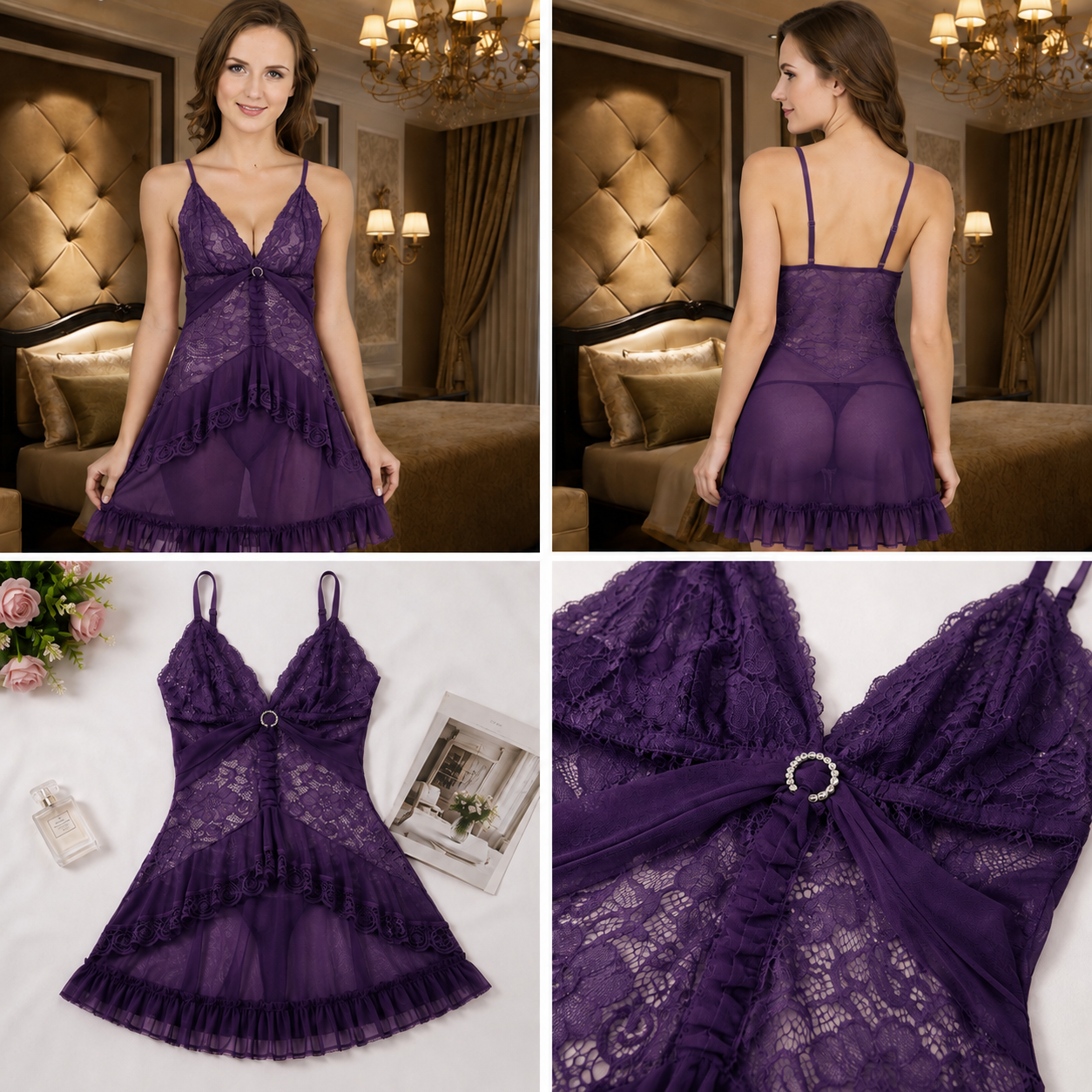 Ring Sheer Lace Babydoll
