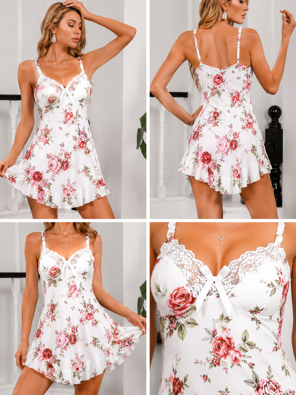 Floral Lace Babydoll Nightdress