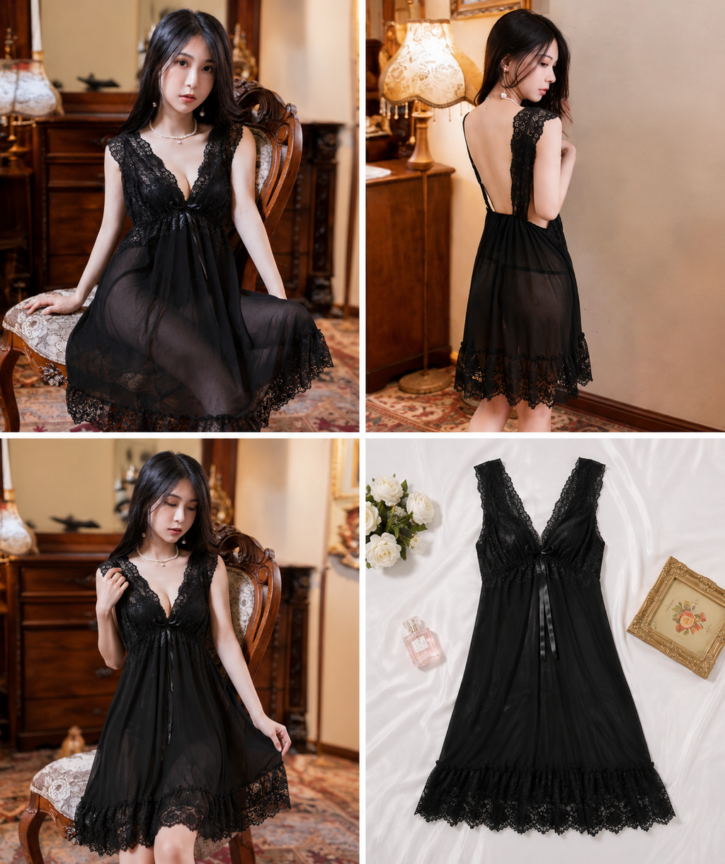 Notte Aperta Lace-Strap Gown
