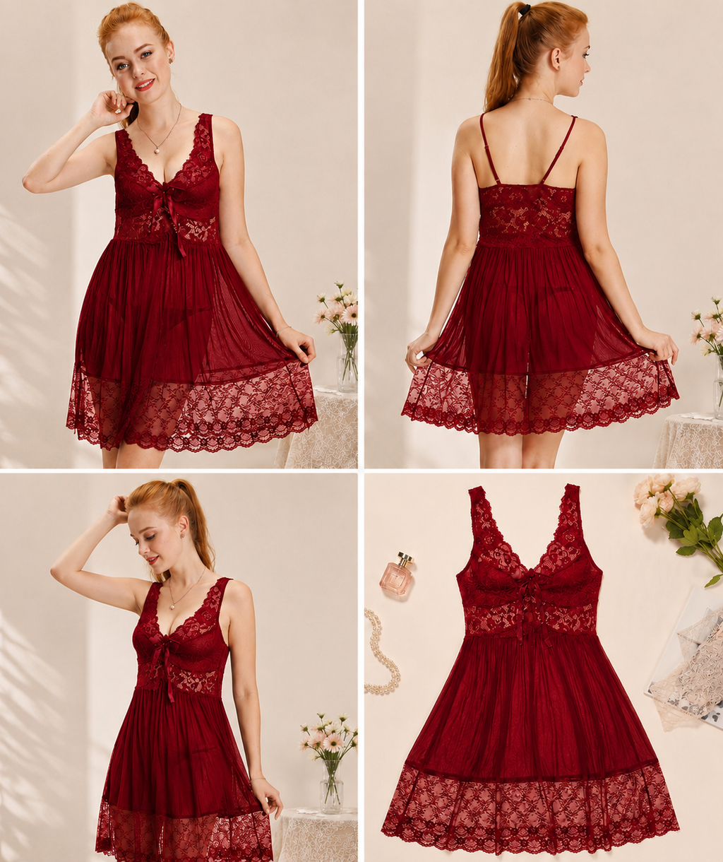 Vino Rosso Wide-Strap Babydoll