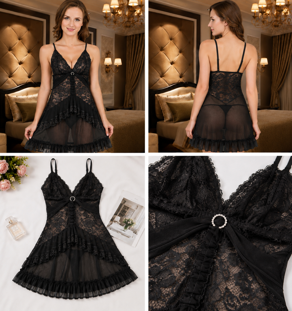 Ring Sheer Lace Babydoll