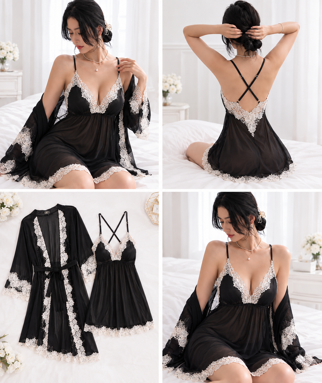 Incrocio Nero Robe Set