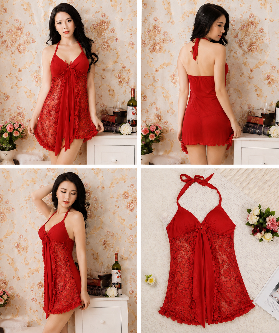 Petalo Rosso Halter Babydoll
