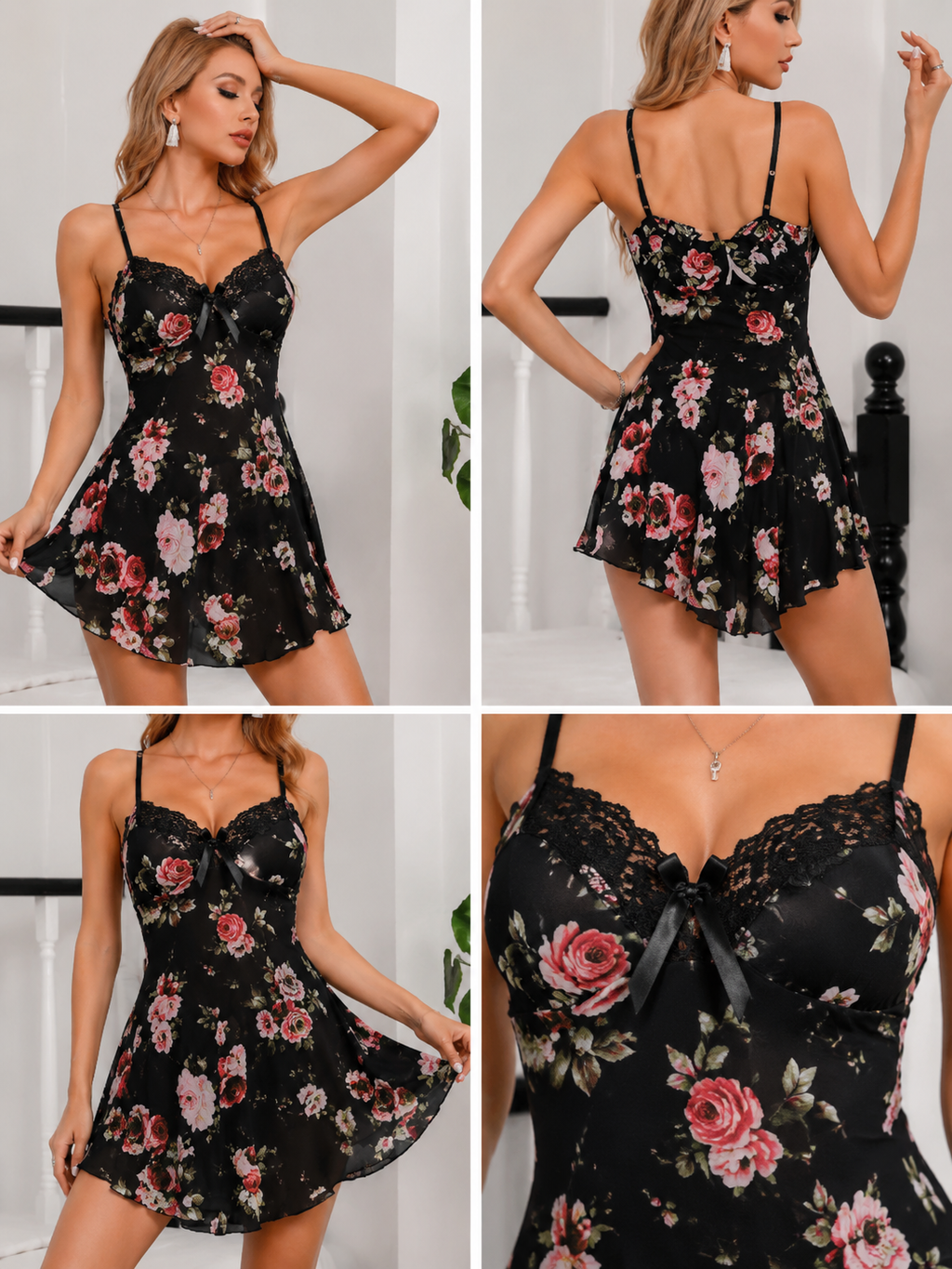 Floral Lace Babydoll Nightdress