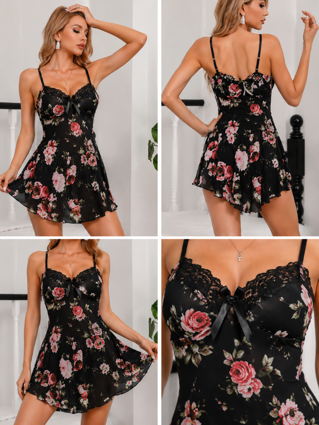 Floral Lace Babydoll Nightdress