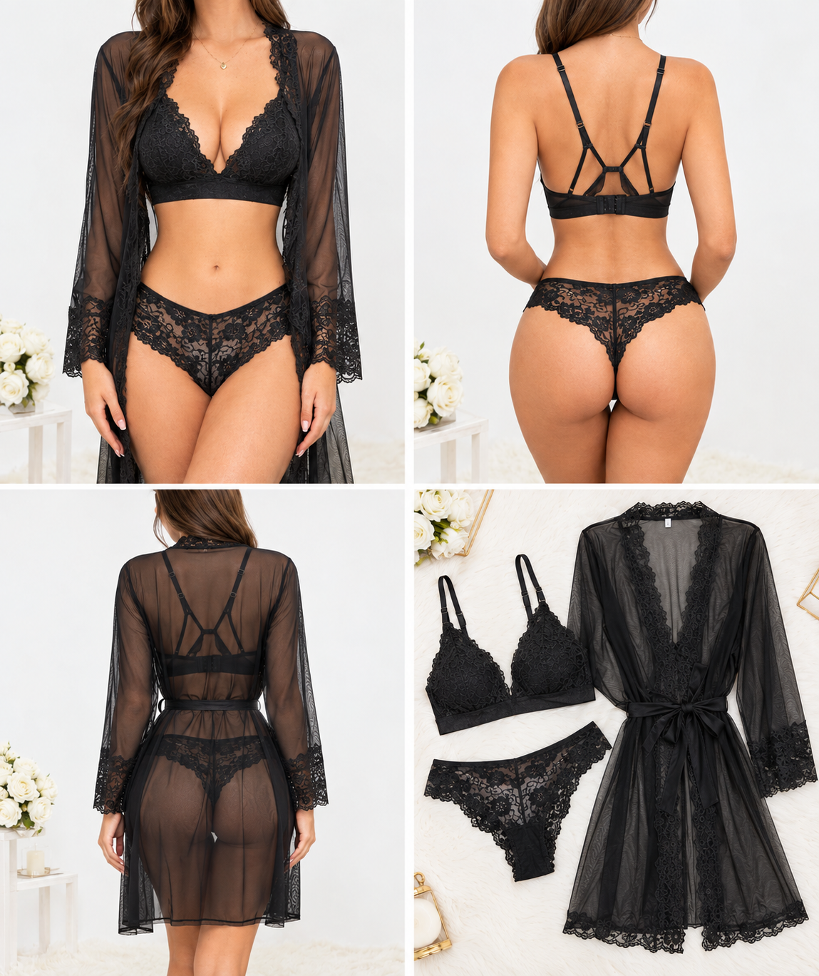 Trio Nero Lace Set