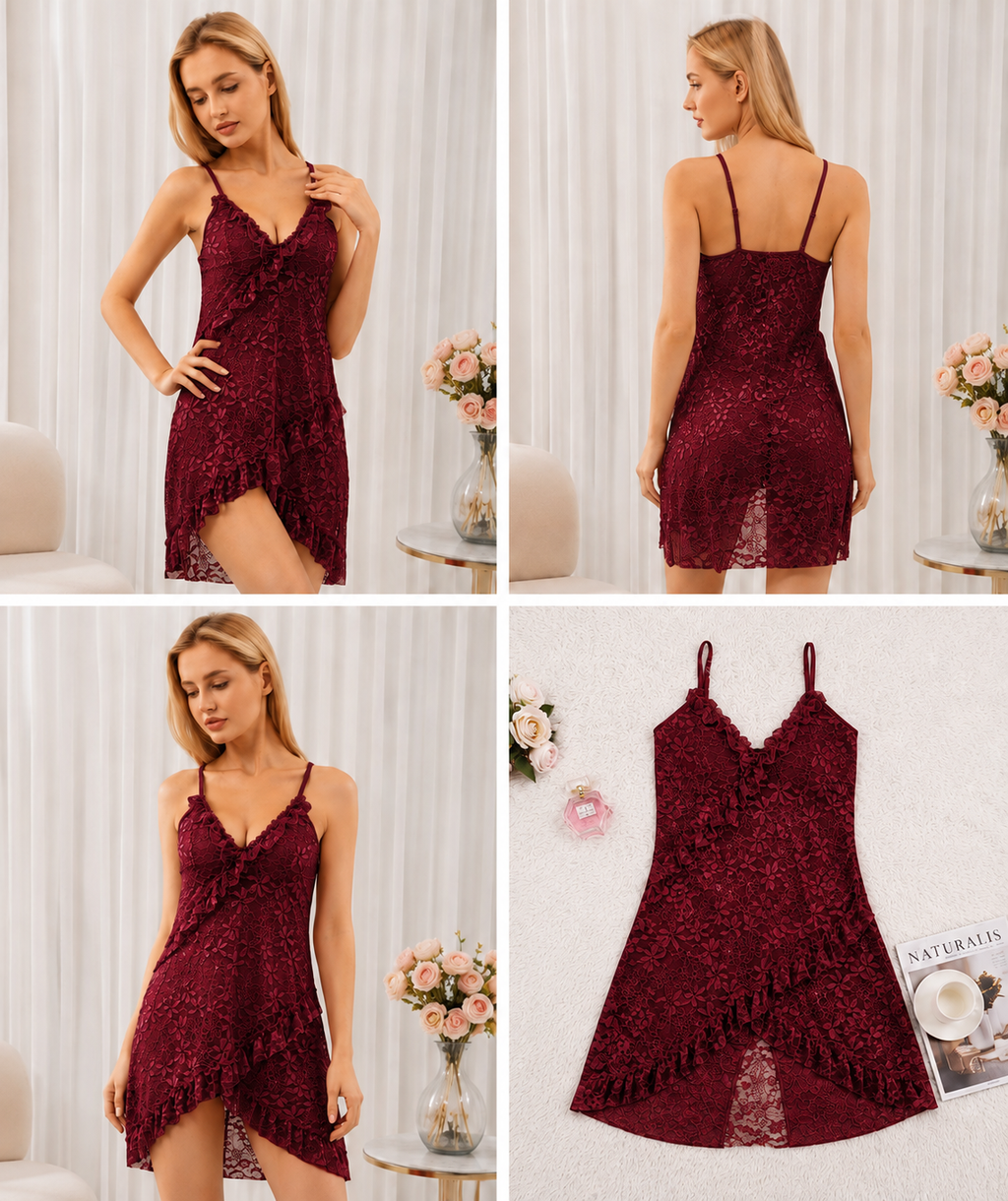 Fascino Bordeaux Wrap Babydoll