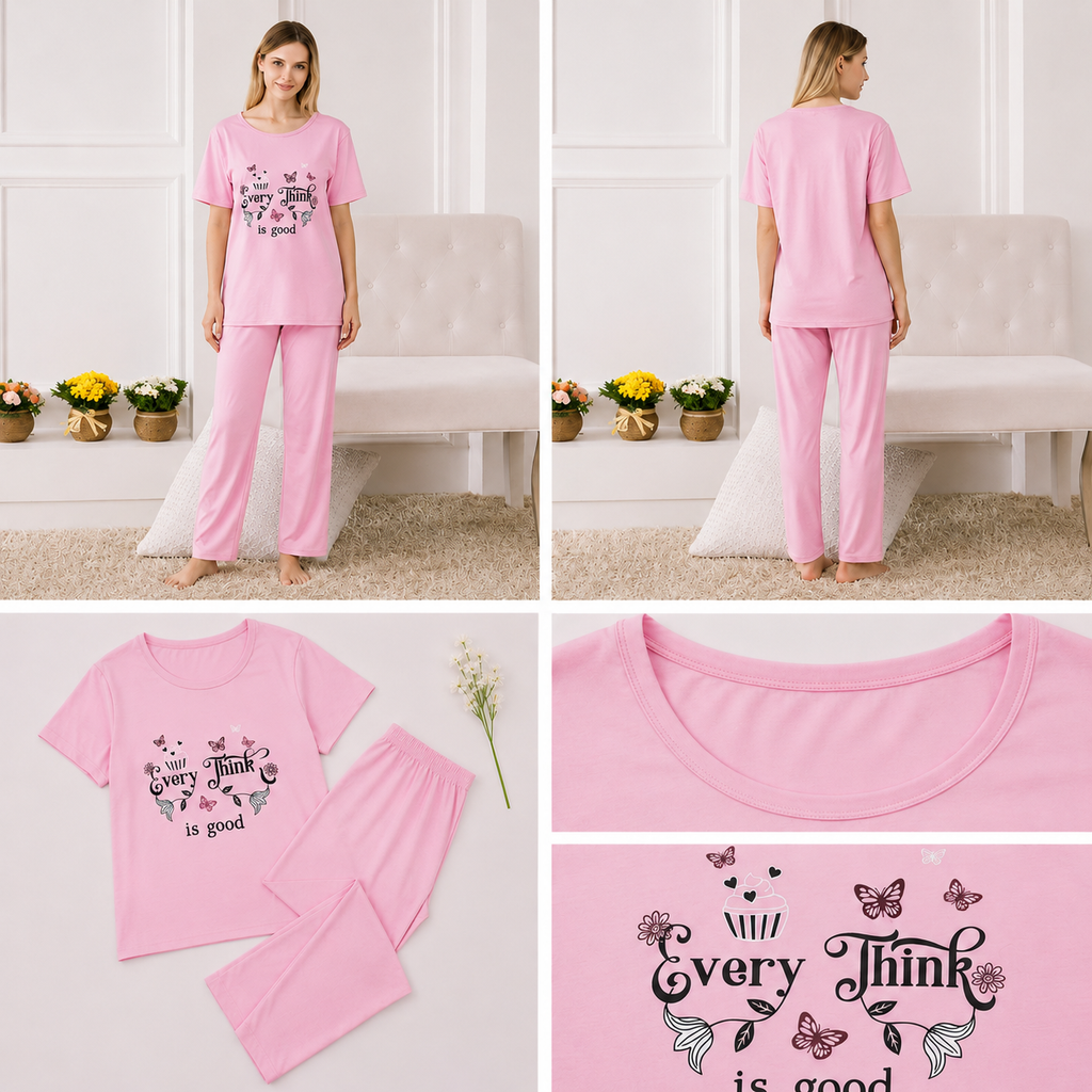 Everything Is Good Graphic Pajama Set