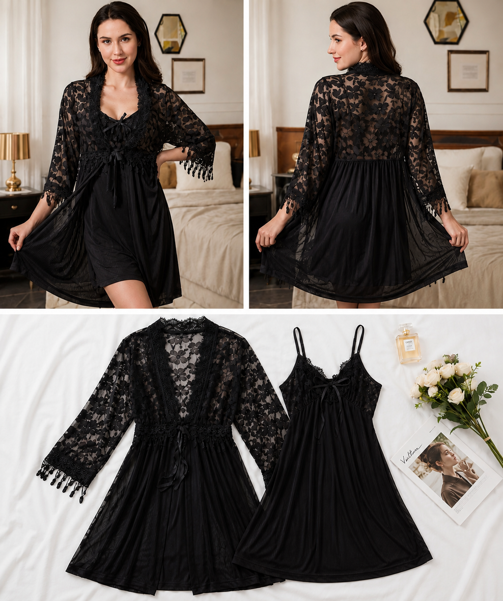 Bordeaux Nappa Robe Set