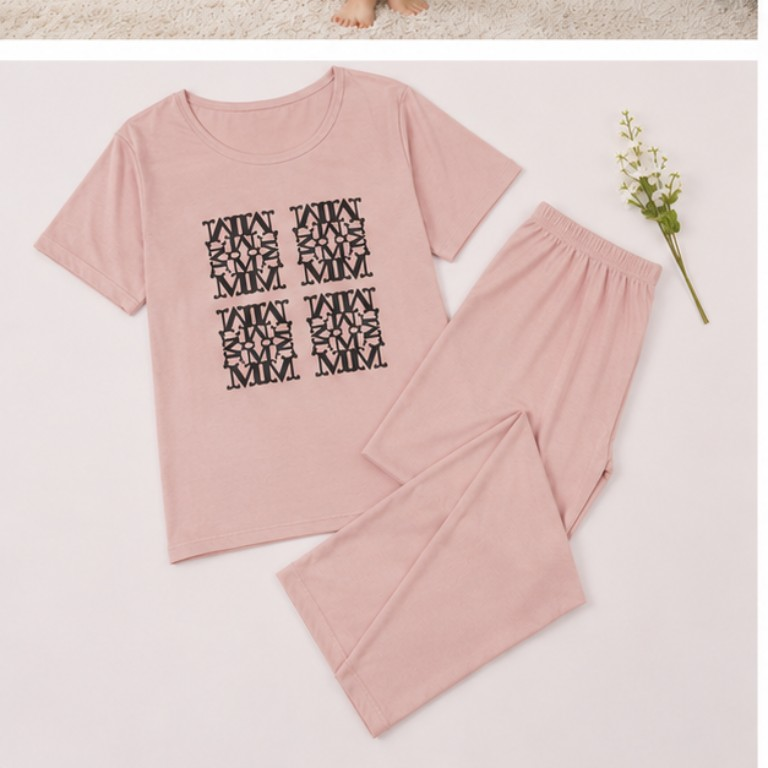 Bold Letter Graphic Pajama Set