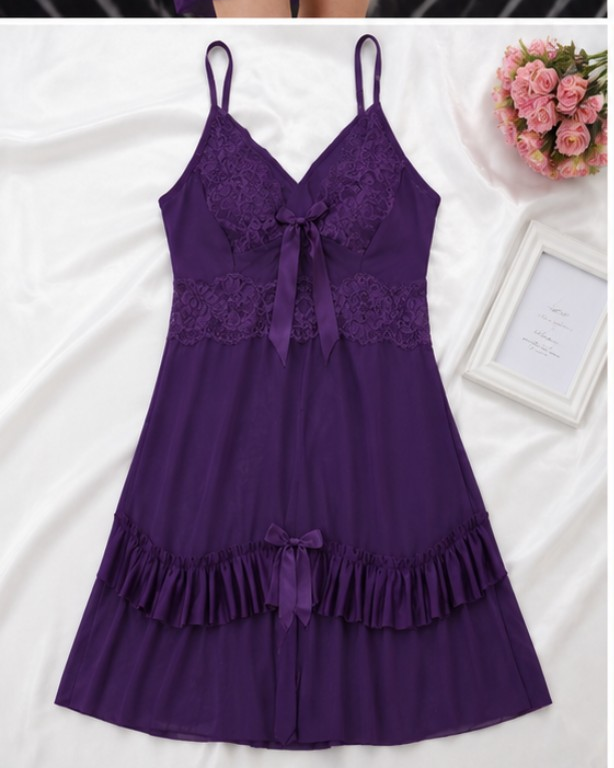 Royal Purple Lace Nightdress #6712