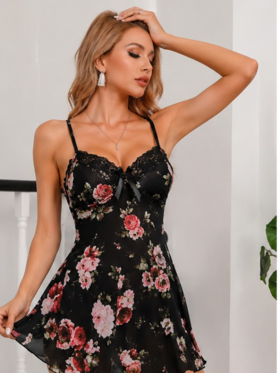 Floral Lace Babydoll Nightdress