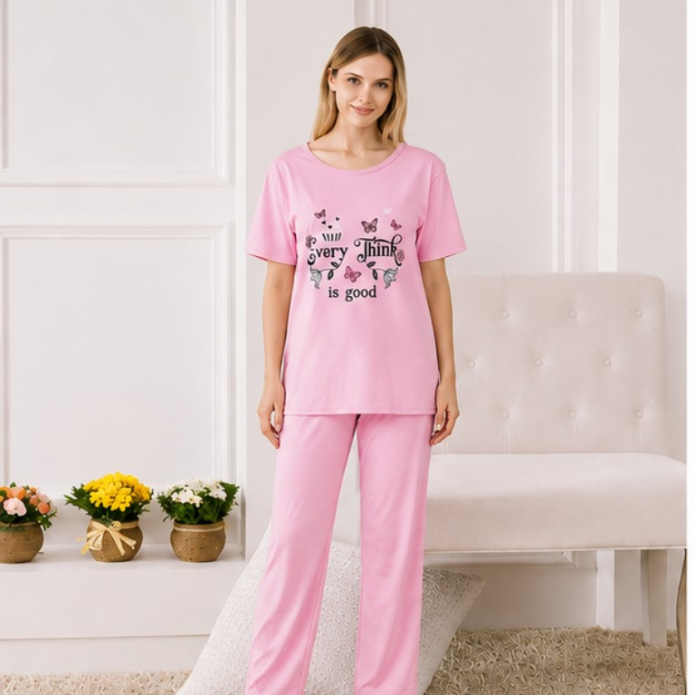 Everything Is Good Graphic Pajama Set