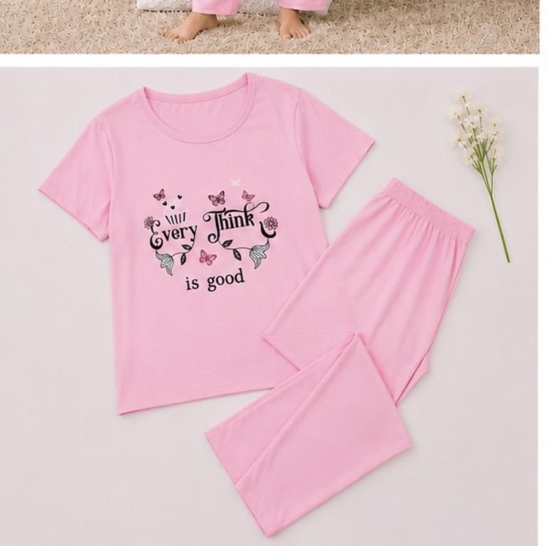 Everything Is Good Graphic Pajama Set