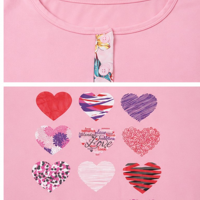 Heart Print Top & Floral Pajama Set