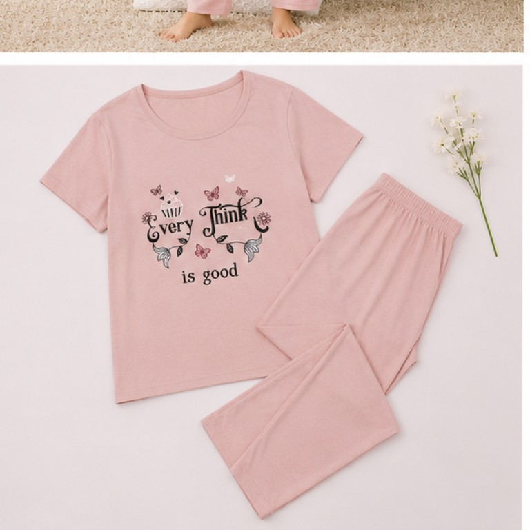 Everything Is Good Graphic Pajama Set