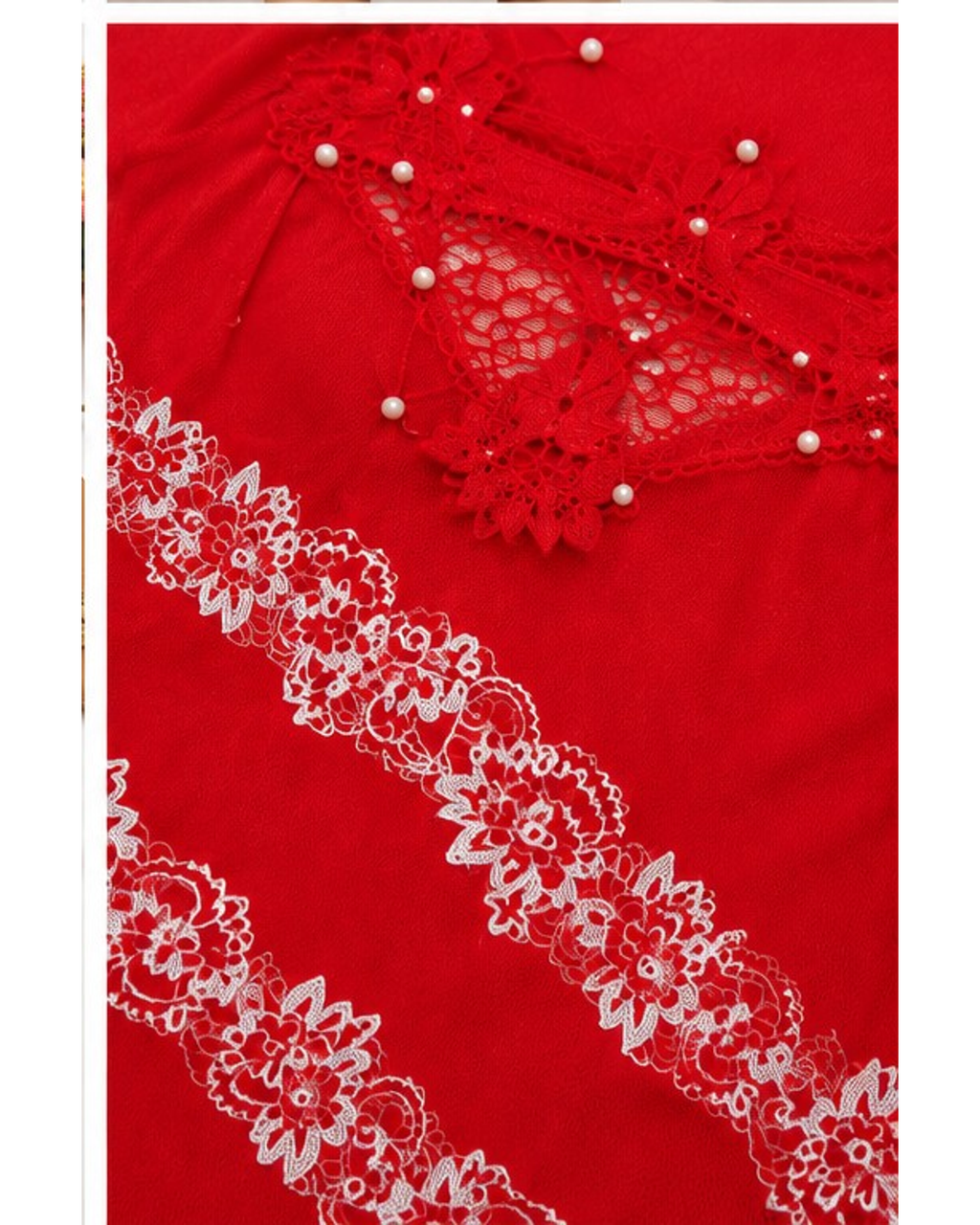 Red Floral Lace Nightdress