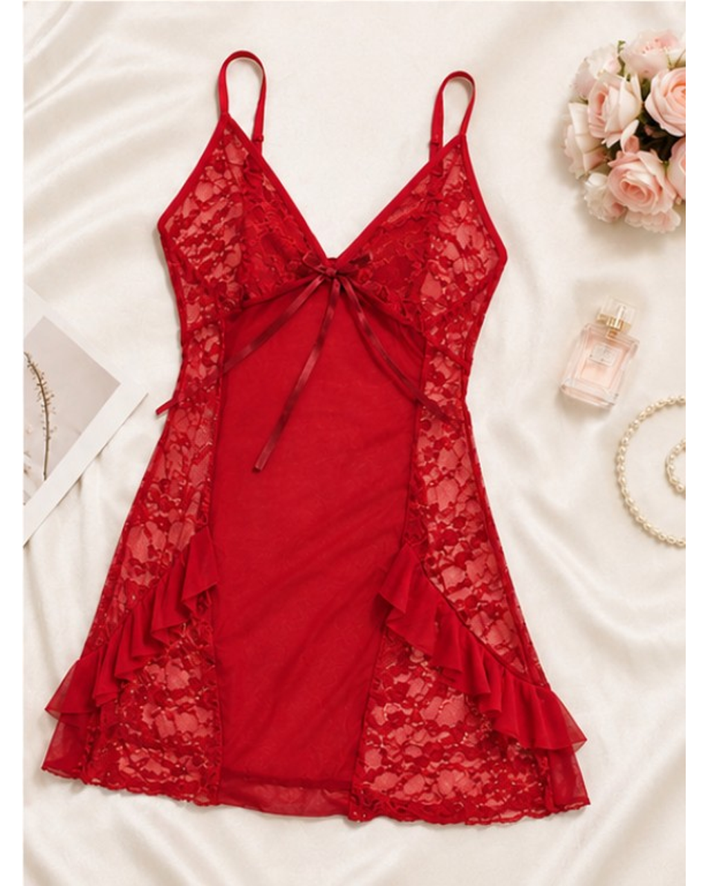 Red Lace Nightdress #6734
