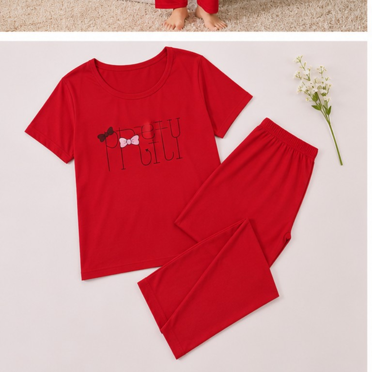 Pretty Bow Graphic Pajama Set