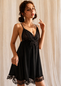 Black Lace Babydoll Nightdress #6710